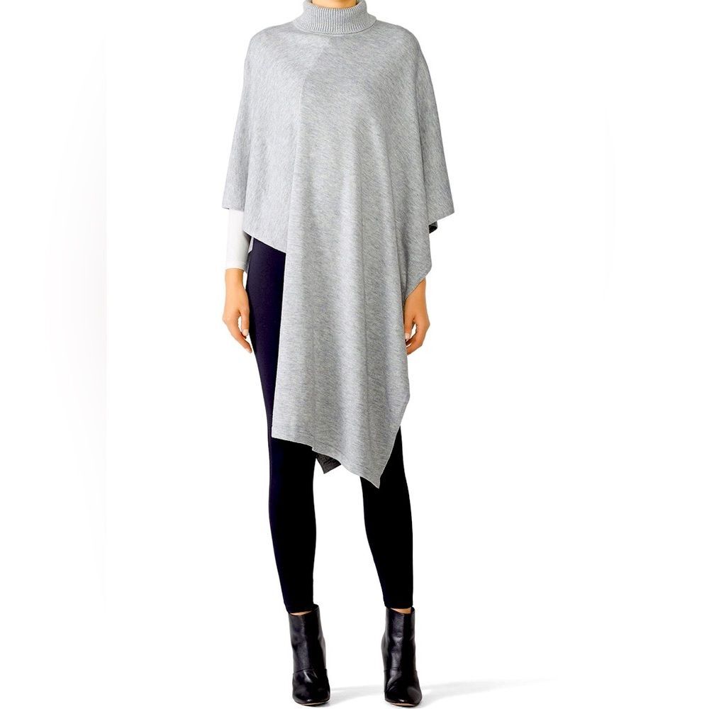 Slate & Willow Gray Asymmetrical Poncho Size Small Wool Cotton Lagenlook